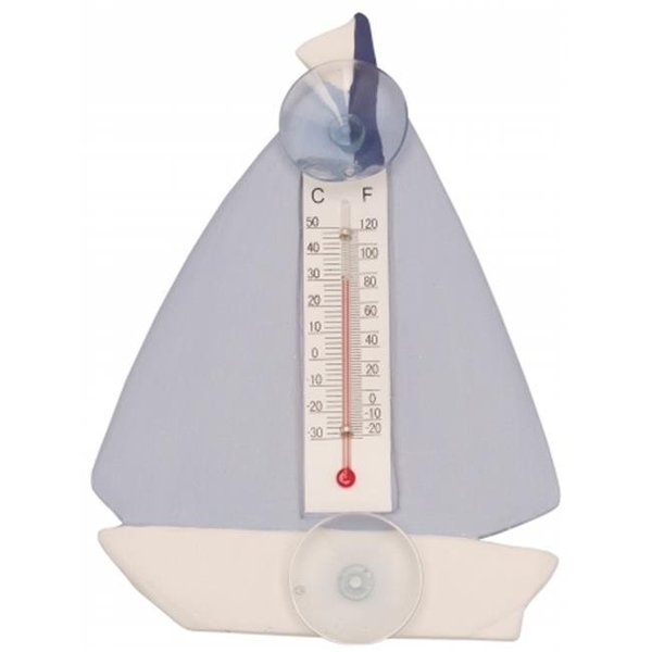 Songbird Essentials Songbird Essentials Blue & White Sailboat Small Window Thermometer SE2177001